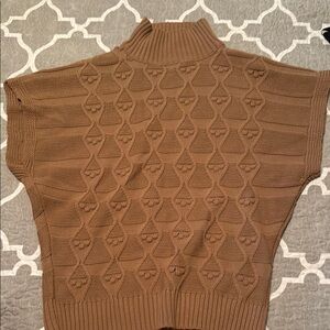 Brown Knit Turtleneck Sweater Vest